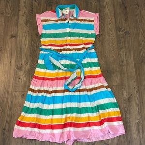 J. Crew Multicolor Striped Midi Dress